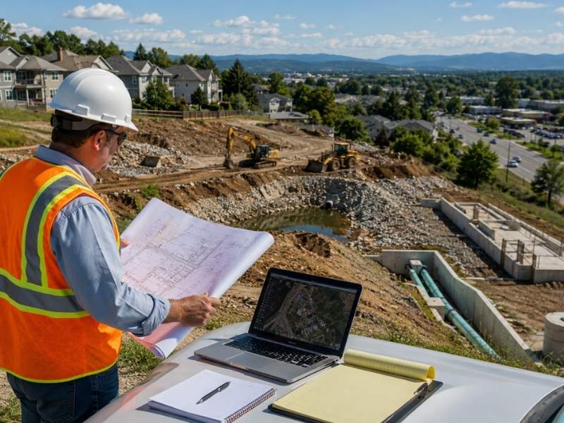 How a licensed civil engineer evaluates development constraints before design by reviewing slopes, drainage, access, utilities, and nearby development

