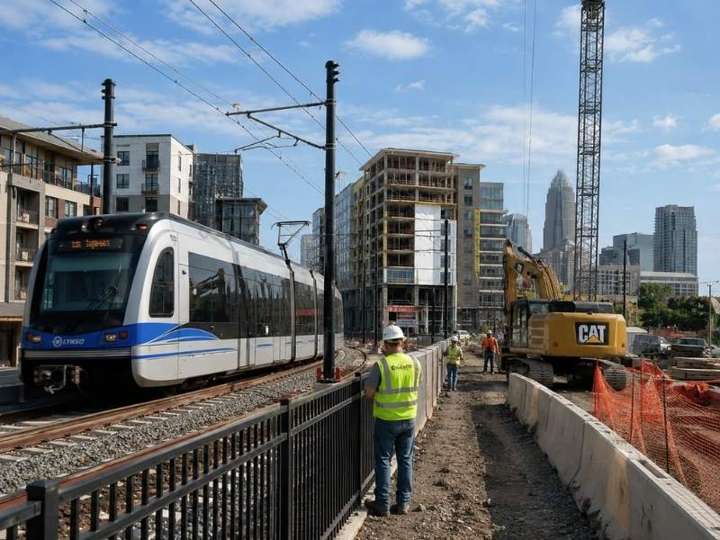Construction Plans for a development beside light rail tracks in Charlotte North Carolina